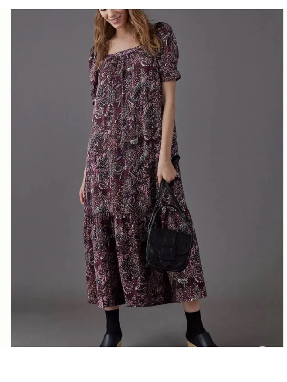 Maeve by Anthropologie Boho Paisley Dress Medium Cottagecore Midi Maxi